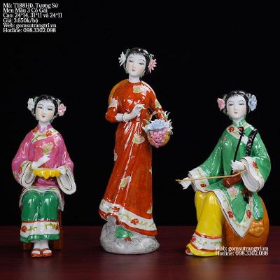 TƯỢNG SỨ MEN MÀU 3 CÔ GÁI